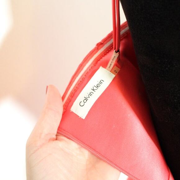 CALVIN KLEIN Coral Ruffle Sheath Dress, Size 2 - Picture 8 of 10
